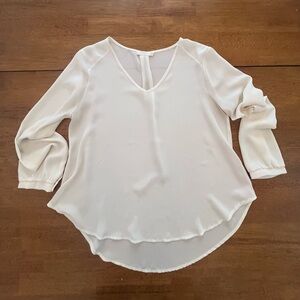 Lush Cream V-Neck Blouse